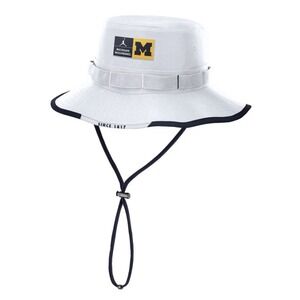 Jordan Michigan Wolverines NCAA Bucket Hat Lightweight Logo White Size M Men's